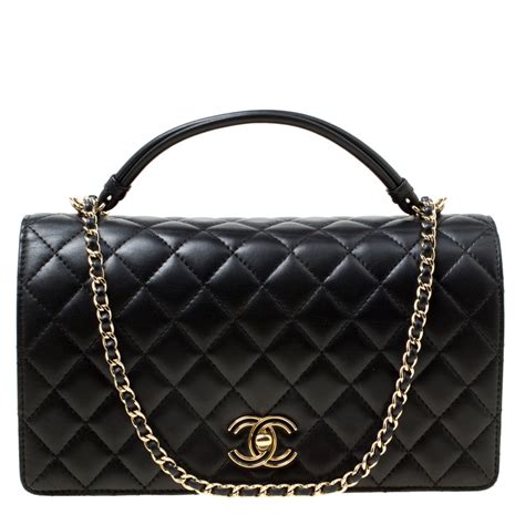 chanel black bag with top handle|Chanel top handle flap bag.